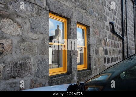 L'architecture vernaculaire de Footdee - un village de pêcheurs historique dans le port d'Aberdeen, en Écosse. Banque D'Images