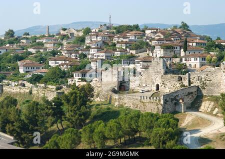 Ruines de la Citadelle et du quartier de Kalasa à Berat, Albanie Banque D'Images