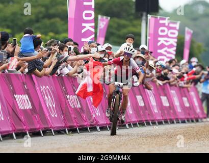 Tokyo, Japon. 27 juillet 2021. Jolanda Neff, de Suisse, participe à la course de ski de fond de Tokyo 2020 à Shizuoka, au Japon, le 27 juillet 2021. Crédit : He Changshan/Xinhua/Alay Live News Banque D'Images