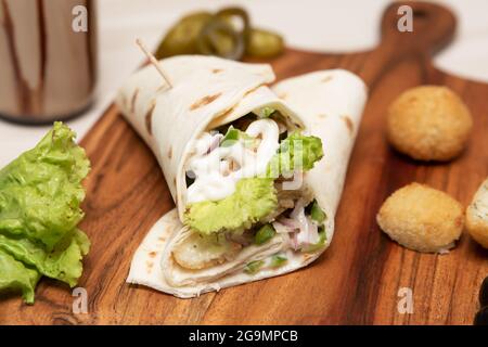 Rouleau Kathi Wrap de chapati de Veg indien, Banque D'Images