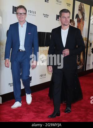 NEW YORK, NY- 26 juillet : Tom McCarthy, Matt Damon at the Focus présente la première de Stillwater au Ross Theatre at Jazz au Lincoln Center à New York le 26 juillet 2021 crédit : RW/MediaPunch Banque D'Images