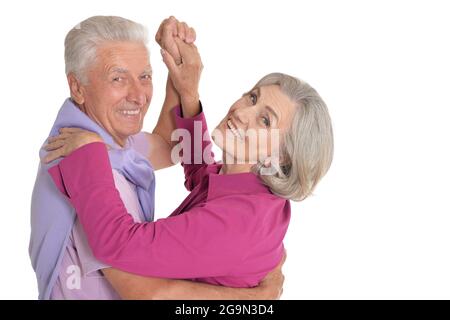 Close up portrait of happy senior couple dancing Banque D'Images