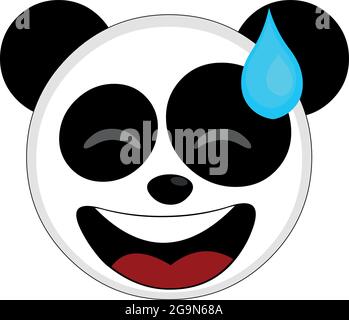 Illustration vectorielle émoticône du visage d'un ours de paanda avec une expression de honte et une goutte de transpiration sur sa tête Illustration de Vecteur