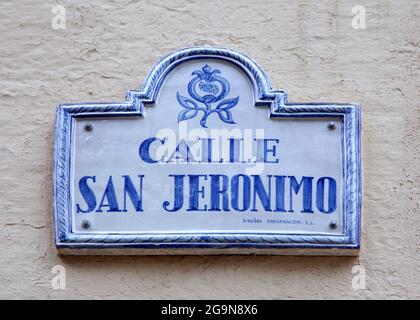 Calle San Jeronimo à Grenade Espagne. Banque D'Images