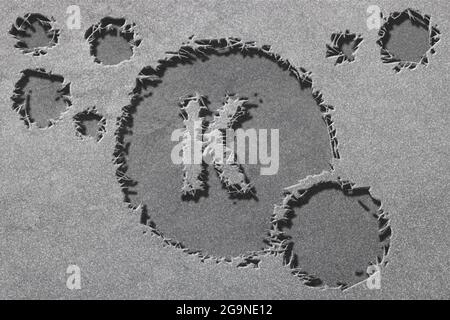 Element K potassium, supplément diététique complexe de vitamines minérales, robuste, fond argenté Banque D'Images