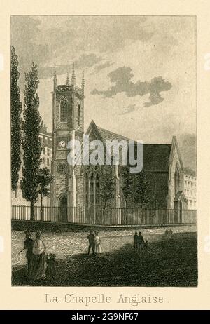 Europe, Suisse, Genève, Eglise de la Sainte Trinité, image d'un papier souvenir, DROITS-SUPPLÉMENTAIRES-AUTORISATION-INFO-NON-DISPONIBLE Banque D'Images