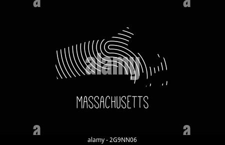 Carte biométrique du Massachusetts remplie d'empreintes digitales motif icône logo design illustration vectorielle Illustration de Vecteur