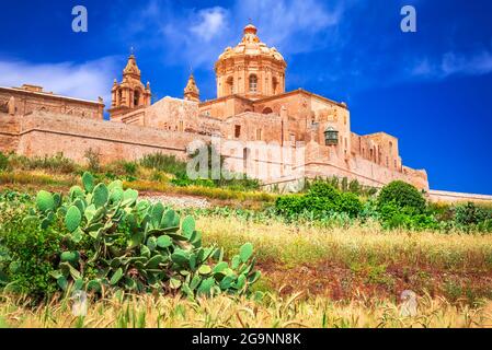 Mdina, Malte - Cité fortifiée des Chevaliers hospitaliers, capitale médiévale de l'île. Banque D'Images