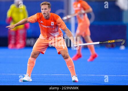 TOKYO, JAPON - 27 JUILLET : Jeroen Hertzberger des pays-Bas en compétition sur le Pool B des hommes lors des Jeux Olympiques de Tokyo 2020 au Stade de hockey de l'Oi le 27 juillet 2021 à Tokyo, Japon (photo de Yannick Verhoeven/Orange Pictures) NOCNSF Banque D'Images