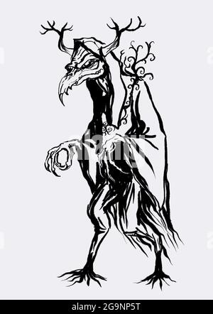 Une illustration Wendigo dessinée à la main Banque D'Images