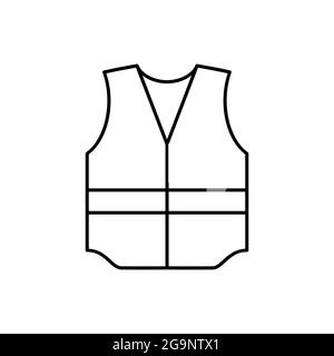 Icône de la ligne de gilet de travail. Contour de la veste de sécurité réfléchissante. Équipement de protection des travailleurs de la construction. Gilet professionnel. Haute visibilité Illustration de Vecteur