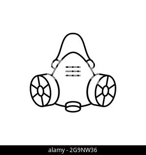 Icône de ligne de masque respiratoire. Masque de protection chimique. Masque anti-poussière multi-usages avec filtres. Demi-masque à gaz à double valve. Vecteur Illustration de Vecteur