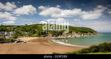 Royaume-Uni, pays de Galles, Ceredigion, Aberporth, plage, panoramique Banque D'Images