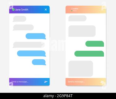 Interface dialogue, salles de conversation en ligne, fenêtres contextuelles lorsque vous visitez le site Web marketing et les applications mobiles. Formulaire de chat bot. Illustration vectorielle. Illustration de Vecteur