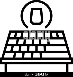 bardeaux d'asphalte vecteur d'icône de la ligne de toit. bardeaux d'asphalte panneau de toit. symbole de contour isolé illustration noire Illustration de Vecteur