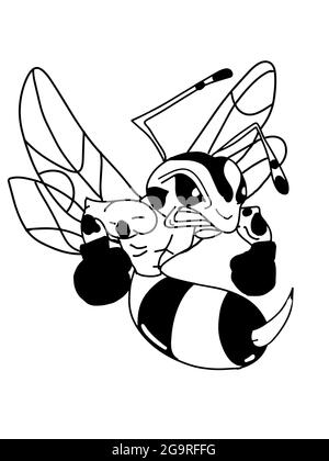 Illustration des personnages de la mascotte du boxer Bee, noir et blanc. Banque D'Images