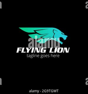 Concept de logo Flying Lion, vecteur Illustration de Vecteur