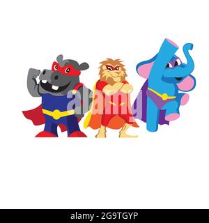 Fable Superheroes Vector illustrations plates ce pack peut être utilisé pour le tee-shirt pour enfant, l'emballage de vitamines, le livre d'éducation, ou tout autre but. Illustration de Vecteur