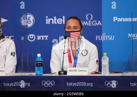 Chiba, Japon. 27 juillet 2021. Carissa Moore (USA) surf : Conférence de presse lors des Jeux Olympiques de Tokyo 2020 à la Plage de surf de Tsurigasaki à Chiba, Japon . Credit: KONDO/AFLO/Alay Live News Banque D'Images