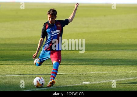 Sant Joan Despi, Espagne. Crédit : D. 21 juillet 2021. Hiroki Abe (Barcelone) football : rencontre amicale entre le FC Barcelone 4-0 Nastic Tarragona à l'Estadi Johan Cruyff à Sant Joan Despi, Espagne. Credit: D .Nakashima/AFLO/Alamy Live News Banque D'Images