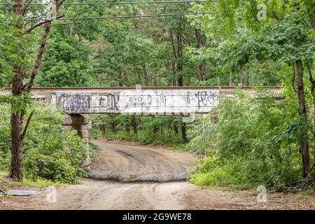 Pont ferroviaire à Wainscott, NY Banque D'Images