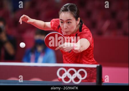 Tokyo, Japon. 28 juillet 2021. Kasumi Ishikawa (JPN), 28 juillet 2021 - tennis de table : quart-finale des femmes célibataires au Metropolitan Gymnasium de Tokyo lors des Jeux Olympiques de Tokyo en 2020 à Tokyo, Japon. Credit: Itaru Chiba/AFLO/Alay Live News Banque D'Images