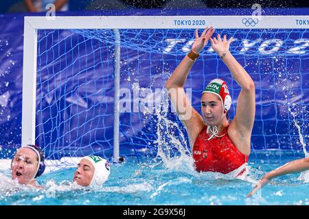 TOKYO, JAPON - JUILLET 28 : ALDA Magyari de Hongrie lors du match des femmes du tournoi de water-polo olympique de Tokyo 2020 entre la Hongrie et les États-Unis au Centre de tatouage Waterpolo le 28 juillet 2021 à Tokyo, Japon (photo de Marcel ter Pals/Orange Pictures) Banque D'Images