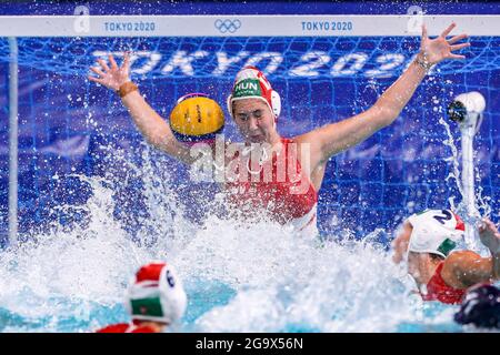 TOKYO, JAPON - JUILLET 28 : ALDA Magyari de Hongrie lors du match des femmes du tournoi de water-polo olympique de Tokyo 2020 entre la Hongrie et les États-Unis au Centre de tatouage Waterpolo le 28 juillet 2021 à Tokyo, Japon (photo de Marcel ter Pals/Orange Pictures) Banque D'Images
