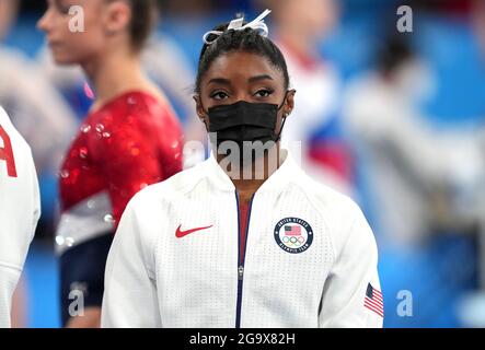 Photo du dossier datée du 27-07-2021 de Simone Biles des États-Unis. Date de publication : le mercredi 28 juillet 2021. Banque D'Images