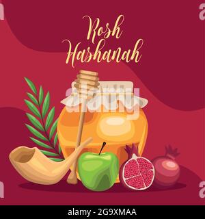 rosh hashanah carte postale Illustration de Vecteur