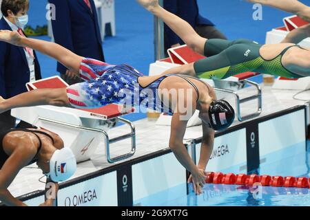 Tokyo, Japon, 28/07/21, Kathleen Ledecky participe à la compétition libre de 200m féminin lors des Jeux Olympiques Tokyo 2020, natation, le 28 juillet 2021 au centre aquatique de Tokyo, à Tokyo, Japon - photo Yoann Cambefort / Marti Media / DPPI Banque D'Images