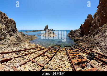 Magnifique récif de Sirens dans le parc naturel de Cabo de Gata - Almeria Banque D'Images