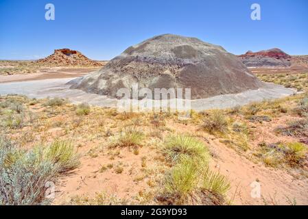 Formation de roches dans le nord du bassin Rouge, parc national de la Forêt pétrifiée, Arizona, États-Unis Banque D'Images