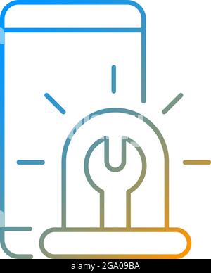 Icône de vecteur linéaire de gradient de réparation urgente du téléphone Illustration de Vecteur