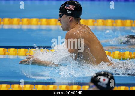 Tokyo, Japon. 28 juillet 2021. NIC Fink des Etats-Unis participe au BreastStroke de 200 m au Tokyo Aquatics Center, lors des Jeux Olympiques d'été de Tokyo, au Japon, le mercredi 28 juillet 2021. Photo par Tasos Katopodis/UPI. Crédit : UPI/Alay Live News Banque D'Images