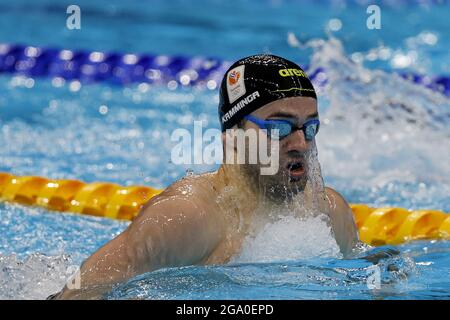 Tokyo, Japon. 28 juillet 2021. Arno Kamminga des pays-Bas participe au BreastStroke de 200 m au Tokyo Aquatics Centre, lors des Jeux Olympiques d'été de Tokyo, au Japon, le mercredi 28 juillet 2021. Photo par Tasos Katopodis/UPI. Crédit : UPI/Alay Live News Banque D'Images