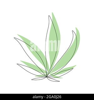 Logo feuille de cannabis. Icône verte sur fond blanc. Illustration de l'art plat Banque D'Images