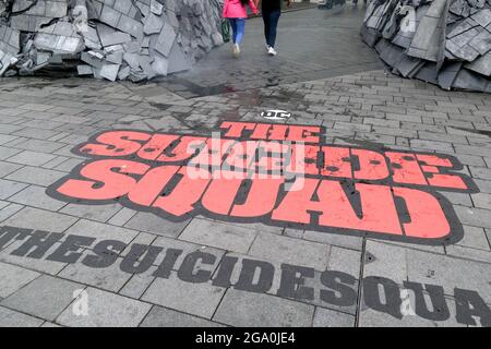 Leicester Square, Londres, Royaume-Uni. 28 juillet 2021. Une statue géante de Starro installée à Leicester Square pour l'ouverture de l'escouade de suicide. Crédit : Matthew Chattle/Alay Live News Banque D'Images