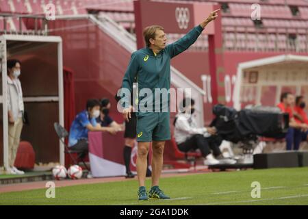 Tokyo, Japon. 27 juillet 2021. Tony GUSTAVSSON (AUS) entraîneur en chef pendant les Jeux Olympiques Tokyo 2020, football Women's First Round Group G entre les États-Unis et l'Australie le 27 juillet 2021 au stade Ibaraki Kashima à Kashima, Japon - photo photo Kishimoto/DPPI/LiveMedia crédit: Independent photo Agency/Alay Live News Banque D'Images