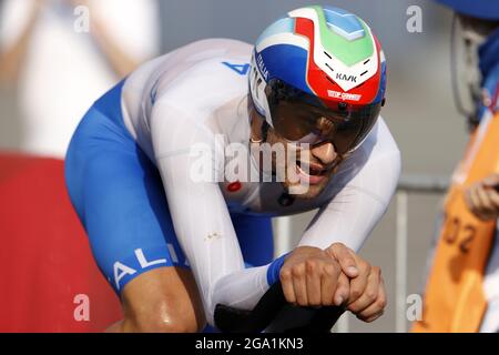 Tokyo, Japon. 28 juillet 2021. GANNA Filippo (ITA) pendant les Jeux Olympiques Tokyo 2020, Cyclisme Road Race épreuve individuelle pour hommes le 28 juillet 2021 au Fuji International Speedway à Oyama, Japon - photo Kishimoto/DPPI/LiveMedia crédit: Independent photo Agency/Alay Live News Banque D'Images