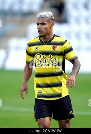 Cucho Hernandez de Watford lors du match amical d'avant-saison au stade Lamex, Stevenage. Date de la photo: Mardi 27 juillet 2021. Banque D'Images