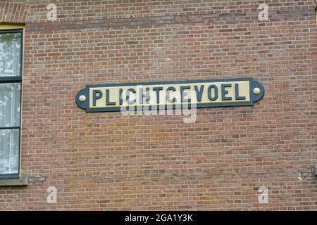 Maison nommée Plichtgevoel (sens du devoir) dans les colonies de Bénévoance à Veenhuizen, Drenthe aux pays-Bas. L'un des plus anciens et des plus grands SO Banque D'Images