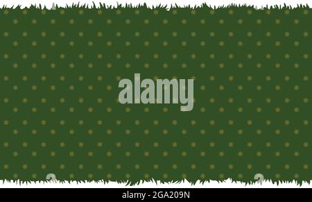 Bannière avec silhouette verte d'herbe et motif avec fleurs. Illustration de Vecteur