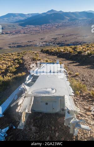 Une partie de l'avion s'est écrasé à Villamar, en Bolivie Banque D'Images