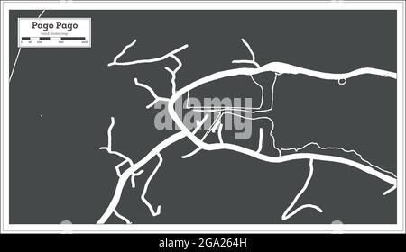 Pago Pago carte de la ville des Samoa américaines en noir et blanc couleur rétro. Carte de contour. Illustration vectorielle. Illustration de Vecteur