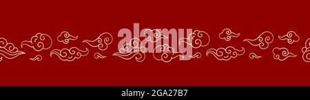 Joli dessin à la main sans couture, nuages chinois, lune et étoiles, idéal pour l'arrière-plan, fonds d'écran, emballage, textiles - conception vectorielle Illustration de Vecteur