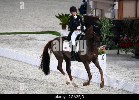 Tokyo, Japon. 27 juillet 2021. Tokyo Jeux Olympiques de 2020, équipe de dressage, Cathrine Dufour du Danemark. (Image de crédit : © Lars Moeller/ZUMA Press Wire Service) Banque D'Images