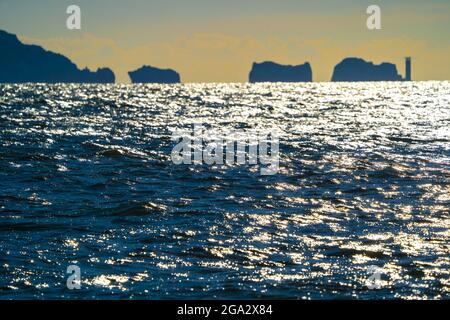 Les aiguilles sur l'île de Wight, Angleterre; l'île de Wight, Hampshire, Angleterre Banque D'Images