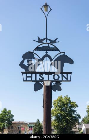 Signe du village d'Histon, le Vert, Histon et Impington, Cambridgeshire, Angleterre, Royaume-Uni Banque D'Images