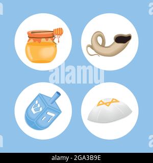 yom kippour définir quatre icônes Illustration de Vecteur